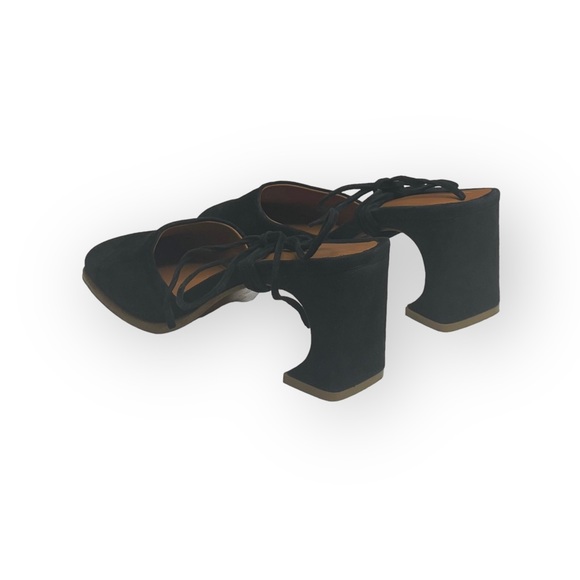 By Far 𖤐 Iris Ankle Wrap Heeled Mules Sandals 𖤐 Black Suede 𖤐 36 𖤐 Handmade - Picture 6 of 16